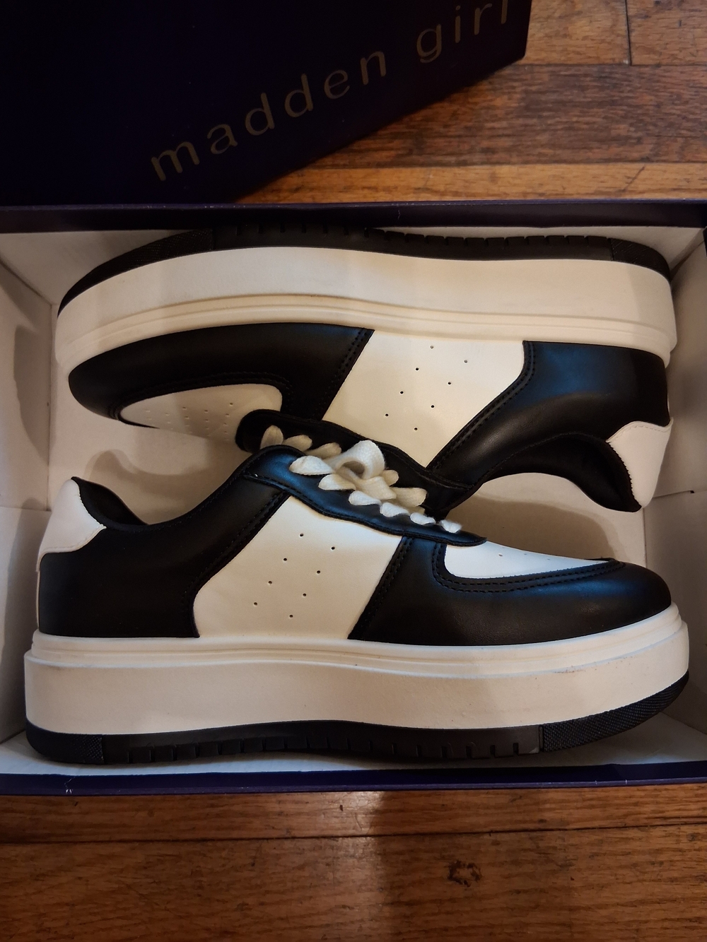 Madden Girl Black and White Platform Sneakers Size 8.5mens